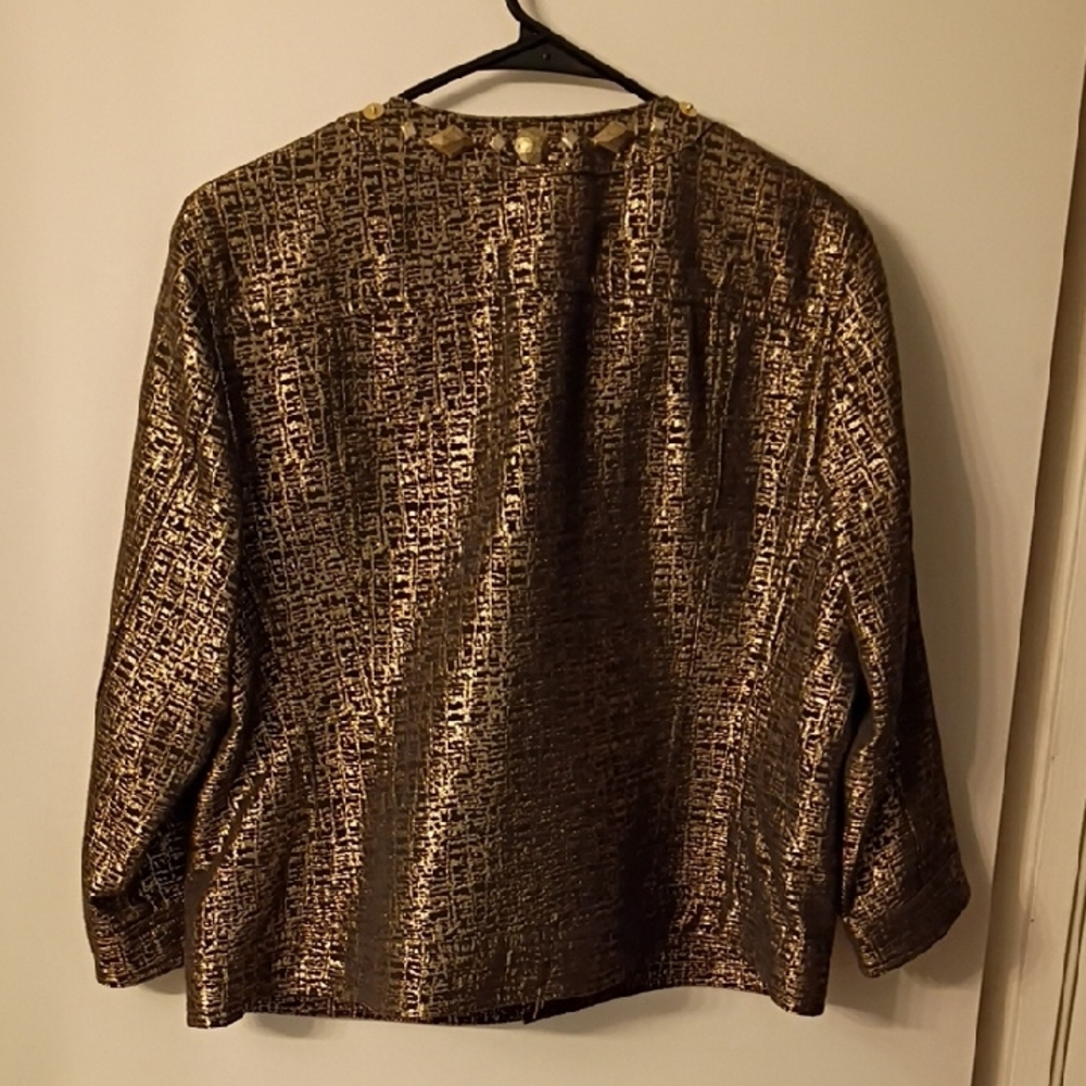 Ruby Rd. Metallic Gold Blazer With Snaps Size 12 - Picture 3 of 11